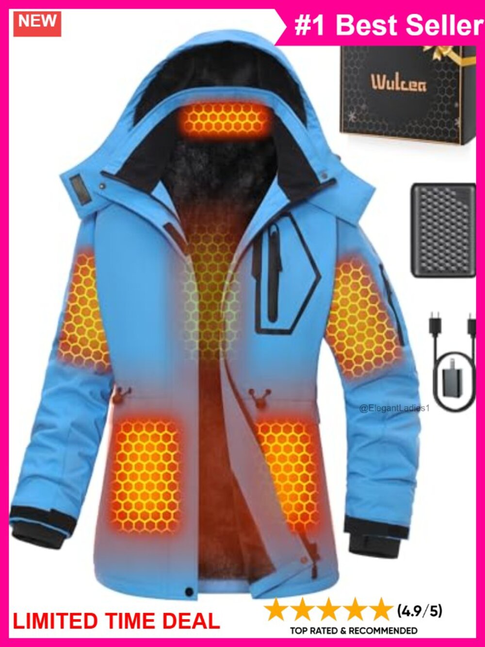 Graphene Heated Jacket 12V 18400mAh Battery Water Repellent Winter Ski
